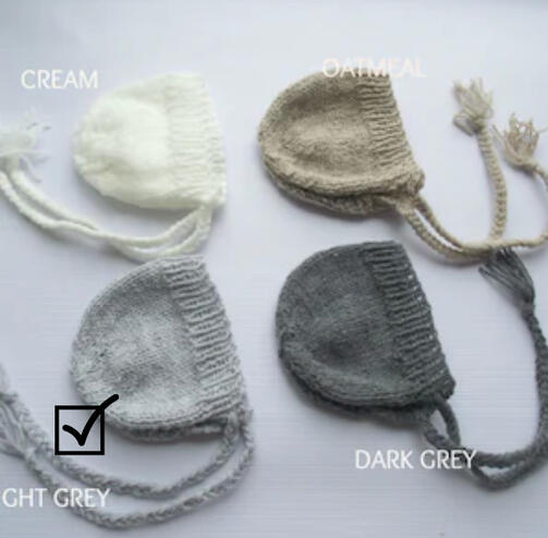 Knit Newborn Hat (Light Grey, Alpine &amp; Tulip)