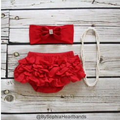 Red Ruffle Bloomers &amp; Headband (6-12 months)